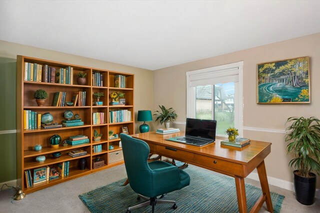 view of carpeted home office