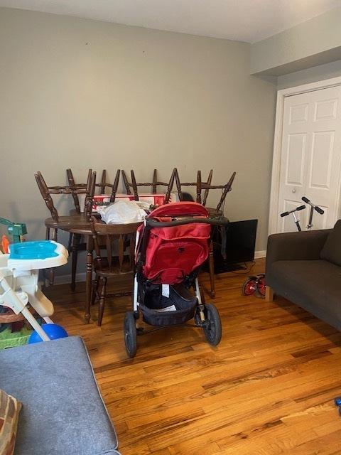 dining area with wood-type flooring