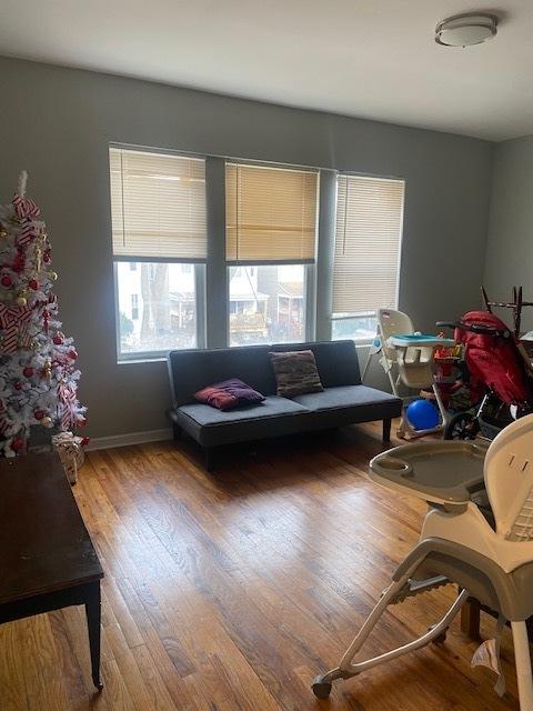 living room with hardwood / wood-style flooring