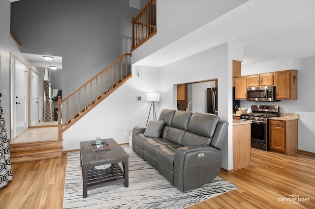 living room featuring light hardwood / wood-style flooring