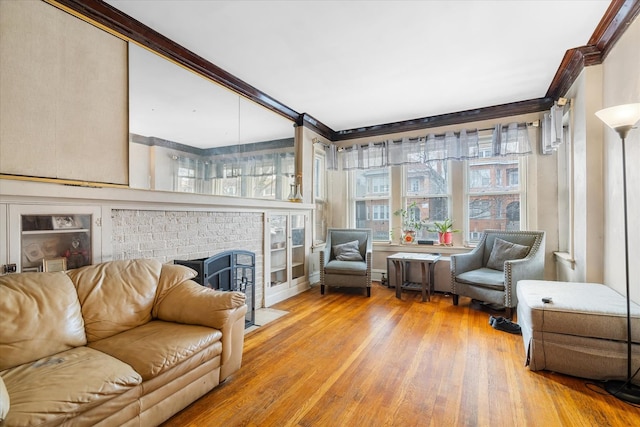 sunroom featuring a fireplace