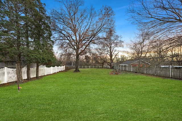 view of yard at dusk