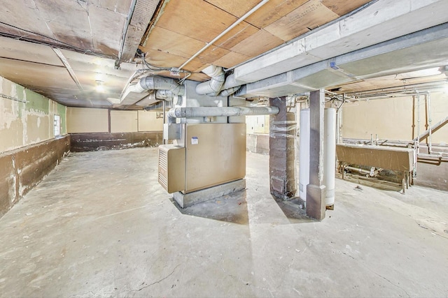 basement with heating unit