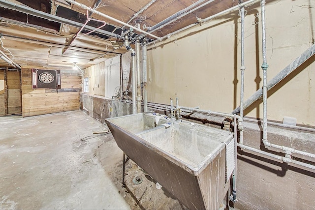 basement with sink