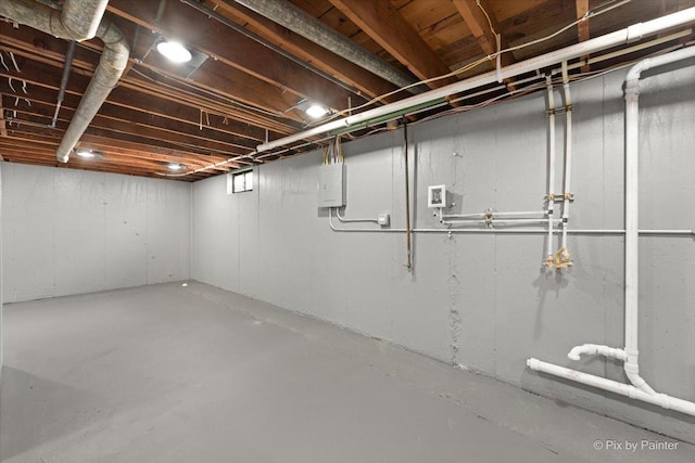 basement with electric panel