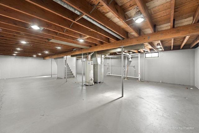 basement with water heater