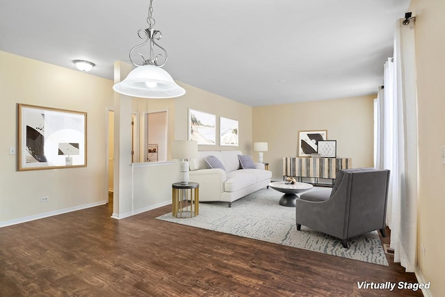 living room featuring dark hardwood / wood-style flooring