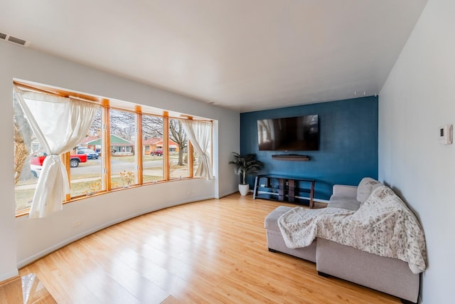 living room with hardwood / wood-style flooring