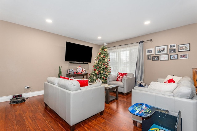 living room featuring dark hardwood / wood-style flooring