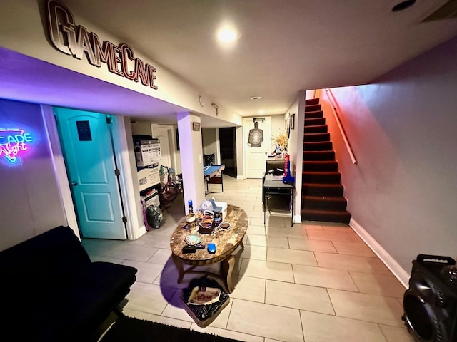 view of tiled living room