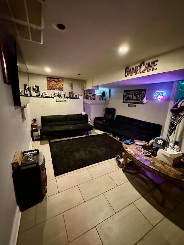 view of tiled living room