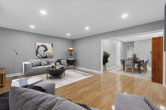 living room with light wood-type flooring