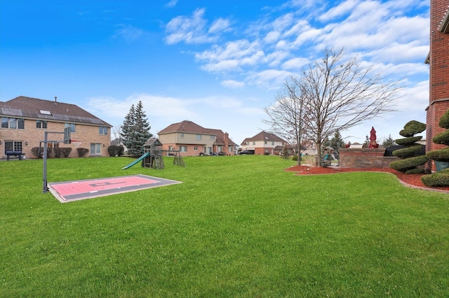 view of yard with a playground