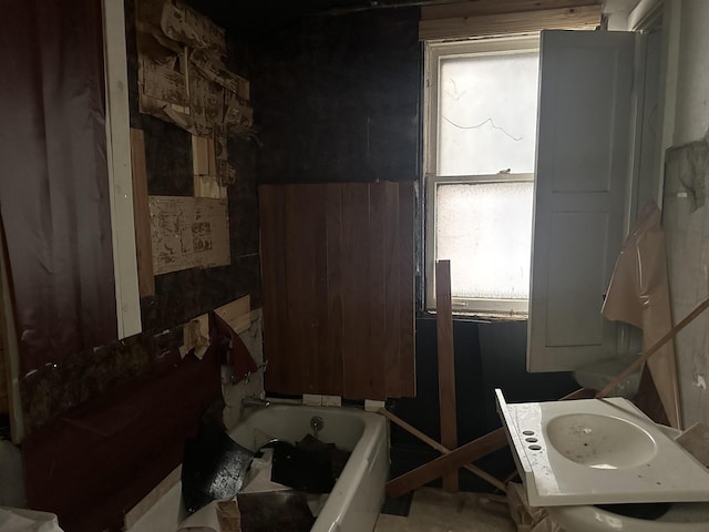 bathroom featuring a washtub