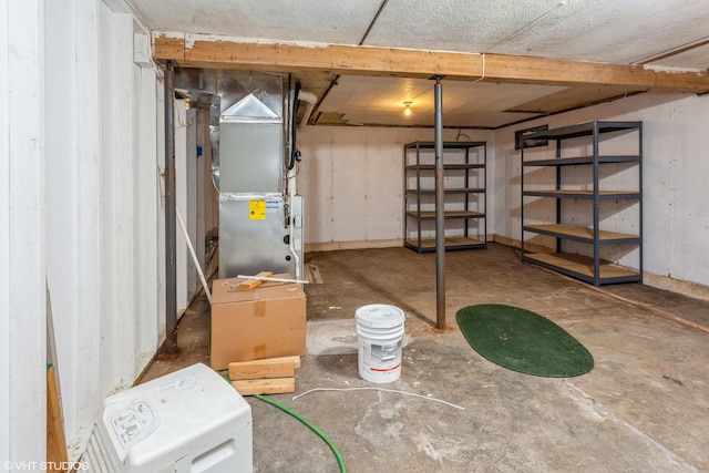 basement with heating unit