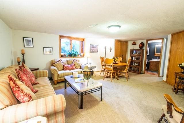 living room featuring carpet floors