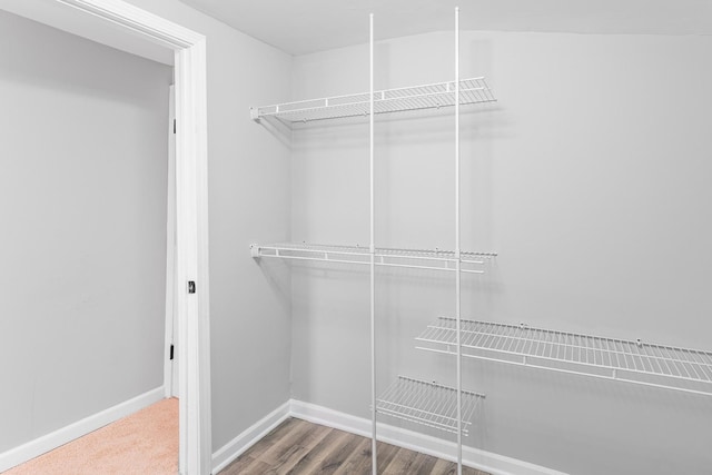 spacious closet featuring hardwood / wood-style floors