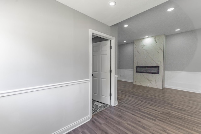 interior space with dark hardwood / wood-style flooring