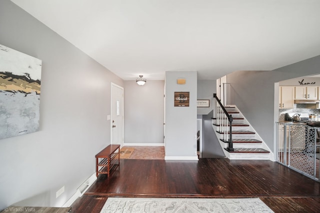 entrance foyer featuring dark wood-type flooring