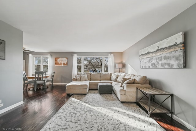 living room with wood-type flooring