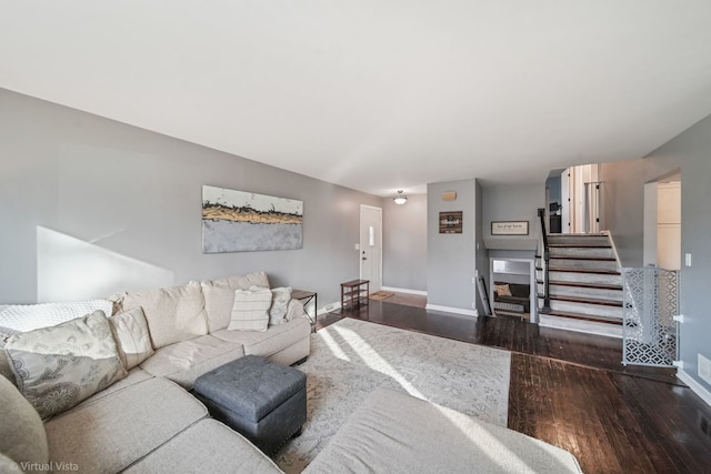 living room with hardwood / wood-style floors