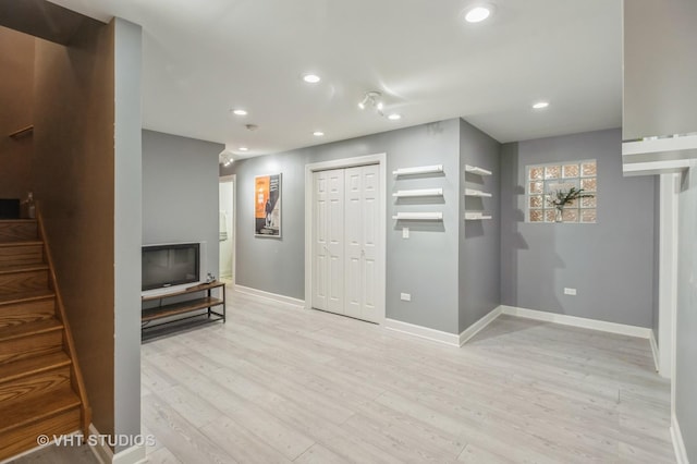 interior space with light hardwood / wood-style flooring