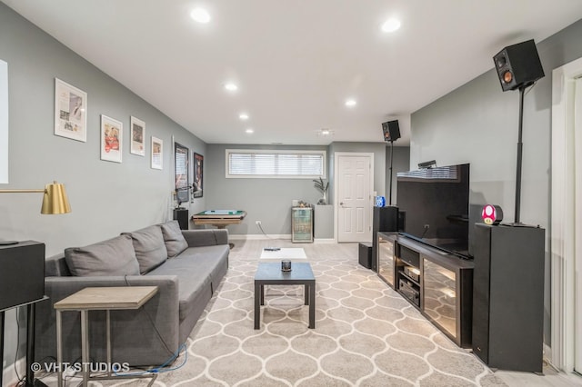 living room featuring pool table