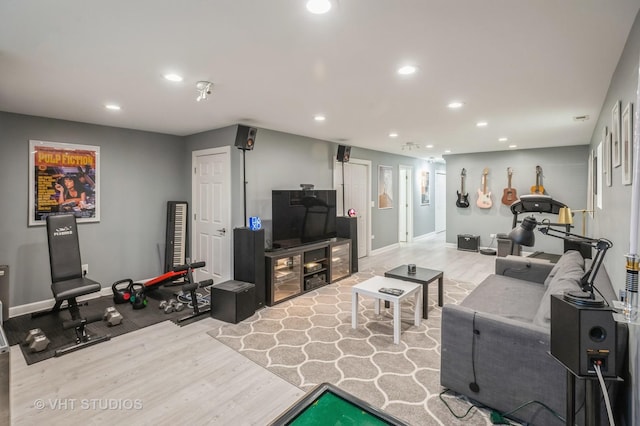 living room featuring light hardwood / wood-style flooring