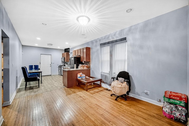 home office featuring light hardwood / wood-style flooring