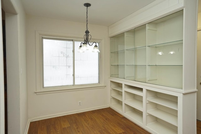 unfurnished dining area with dark hardwood / wood-style floors