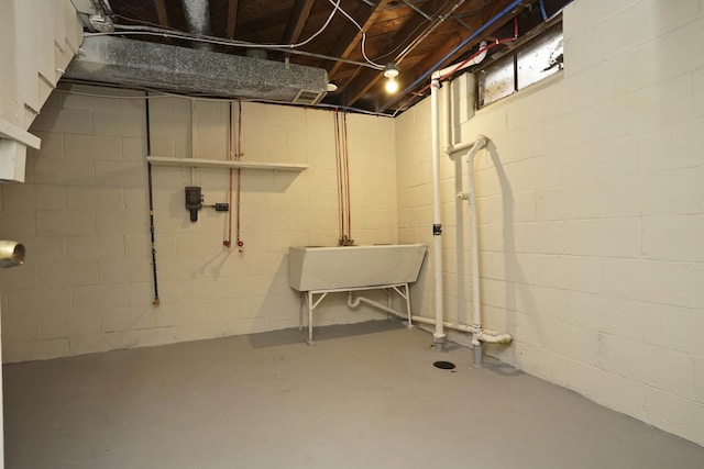 basement featuring sink