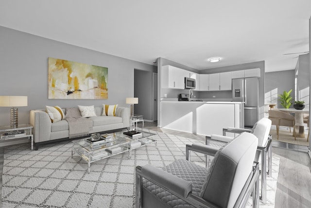 living room featuring light hardwood / wood-style flooring