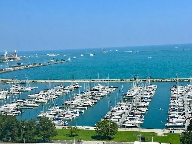 water view with a boat dock