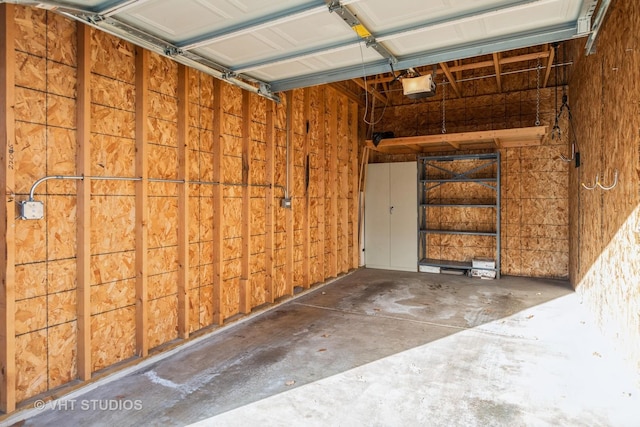 garage with a garage door opener