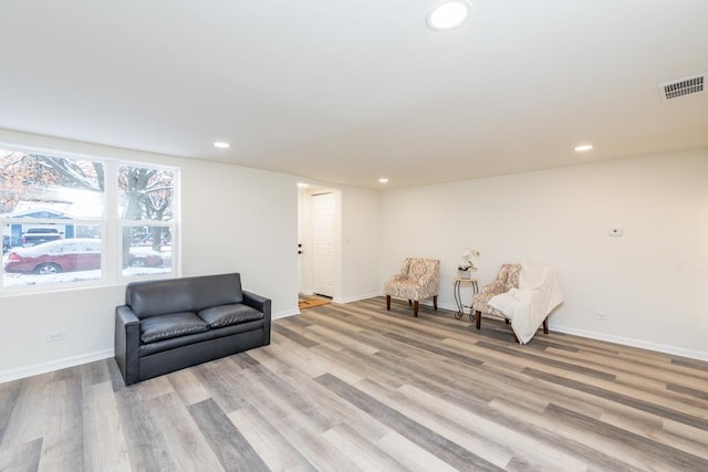 living area featuring light hardwood / wood-style flooring