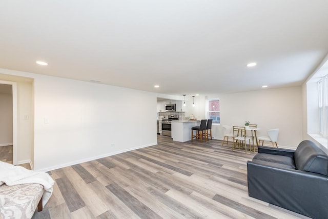 living room featuring light hardwood / wood-style floors