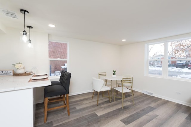 dining room featuring dark hardwood / wood-style flooring