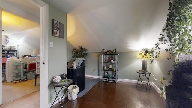 interior space featuring lofted ceiling