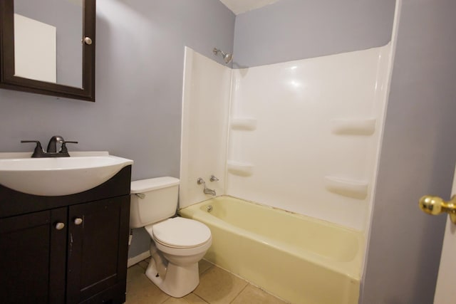 full bathroom featuring tile patterned floors, vanity, toilet, and shower / bath combination