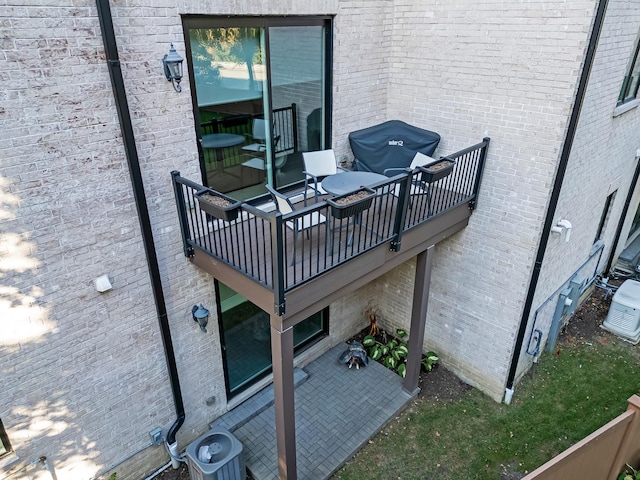 wooden terrace with central AC unit