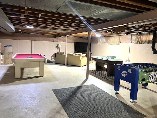 recreation room with concrete flooring and billiards