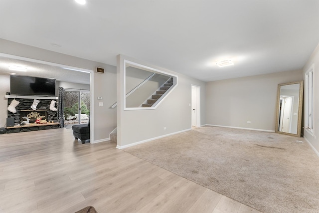 living room featuring light wood-type flooring