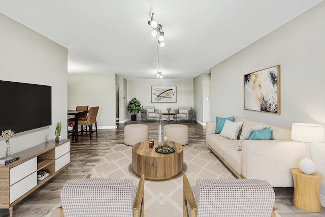 living room featuring wood-type flooring