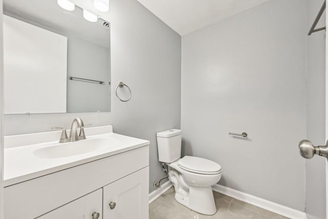 bathroom with tile patterned floors, vanity, and toilet