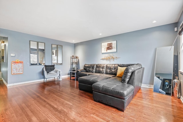 living room featuring light wood-type flooring