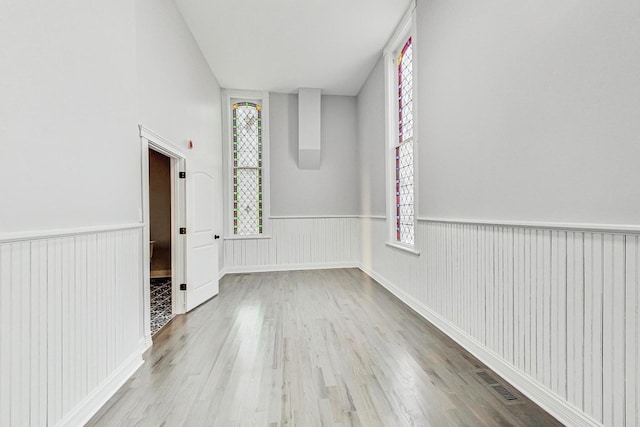 spare room with plenty of natural light and light wood-type flooring