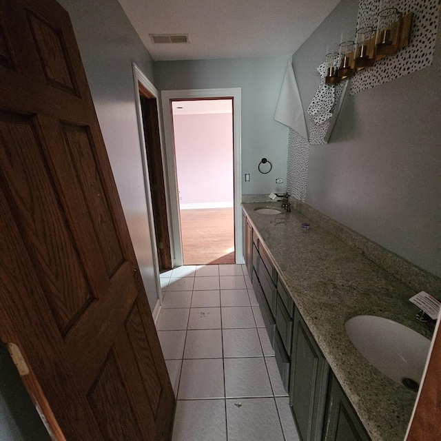 bathroom featuring tile patterned flooring and vanity