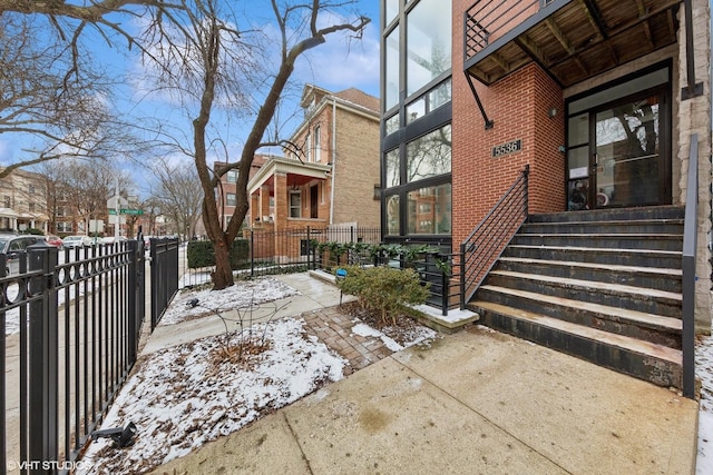 view of snow covered exterior