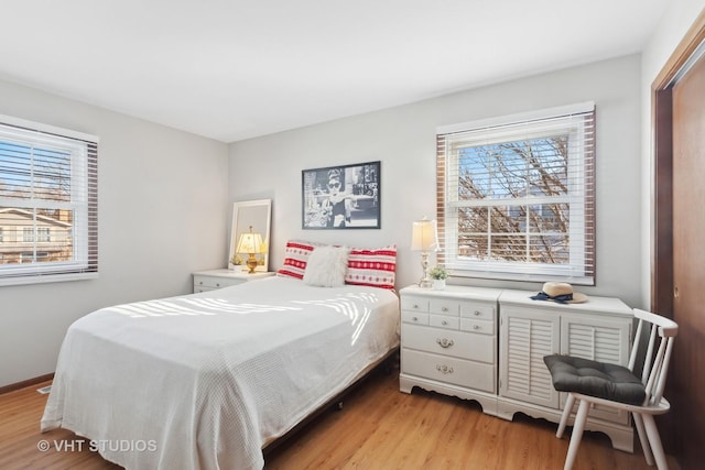 bedroom featuring light wood-type flooring