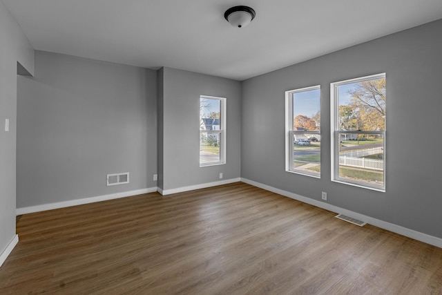 empty room with hardwood / wood-style flooring and a wealth of natural light